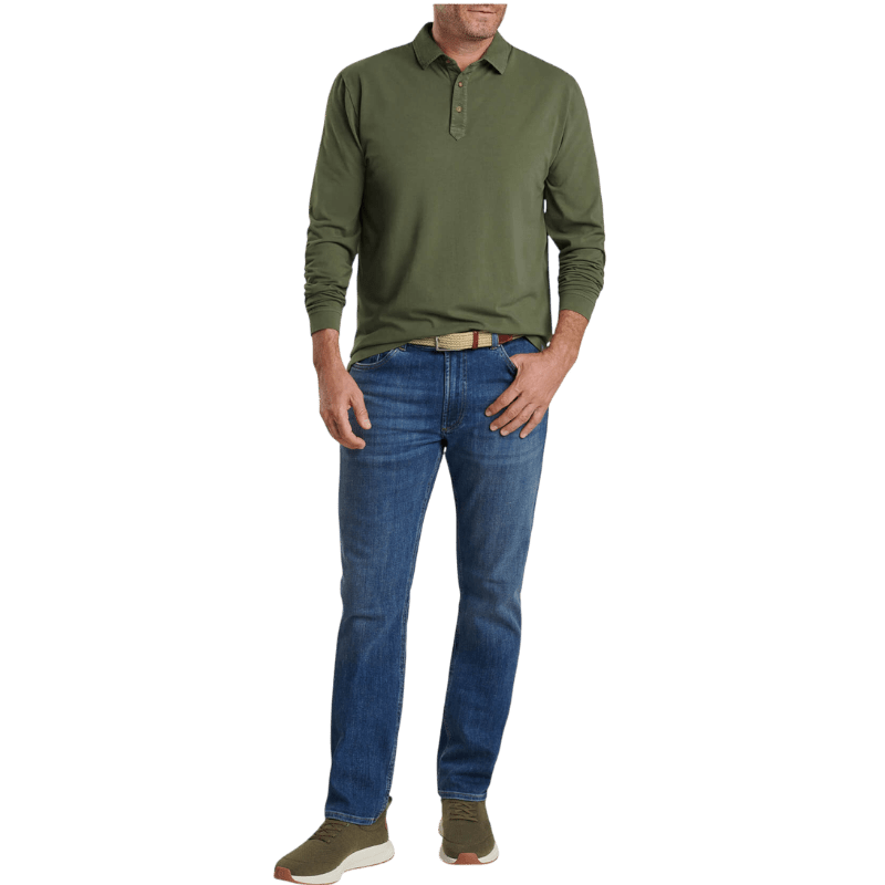 Peter Millar Men's Lava Wash Long Sleeve Polo - Long-Sleeved Polos - SwagWear