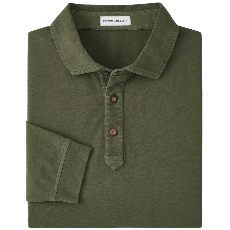 Peter Millar Men's Lava Wash Long Sleeve Polo - Long-Sleeved Polos - SwagWear