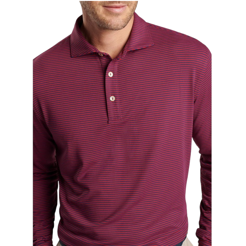 Peter Millar Men's Lyons Performance Striped Jersey Long-Sleeve Polo