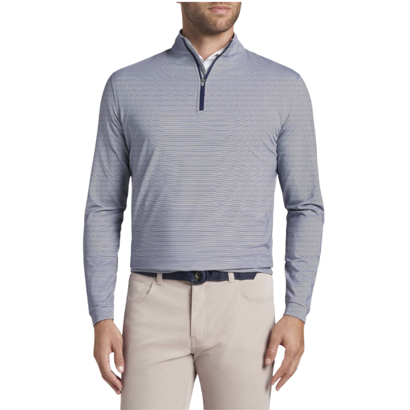 Peter Millar Men's Perth Sugar Stripe Performance Quarter-Zip