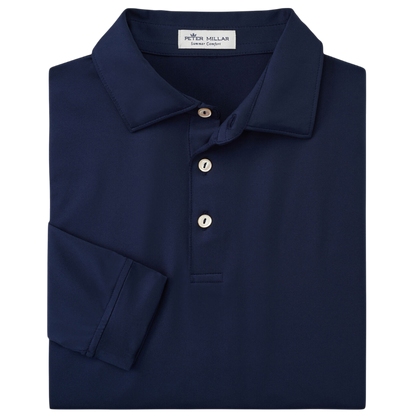 Peter Millar Men's Solid Performance Long-Sleeve Jersey Polo