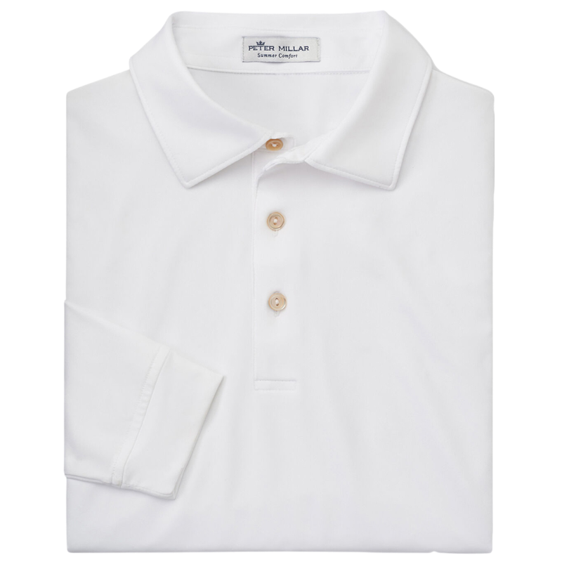 Peter Millar Men's Solid Performance Long-Sleeve Jersey Polo