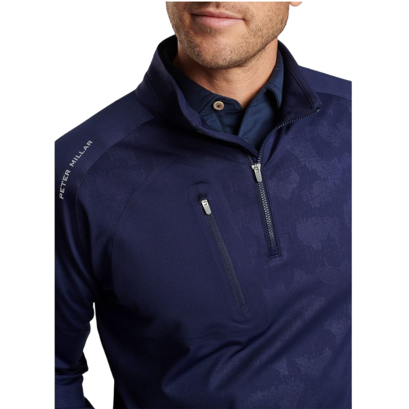 Peter Millar Men's Verge Windowpane Camo Performance Quarter-Zip