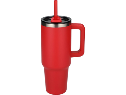 Pinnacle 40 oz Vacuum Insulated Eco-Friendly Travel Tumbler With Straw - Red / 40oz - Travel Tumblers