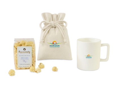Poppinsanity Artisanal Popcorn Mug Stuffer - Matte White - Food Gift Sets