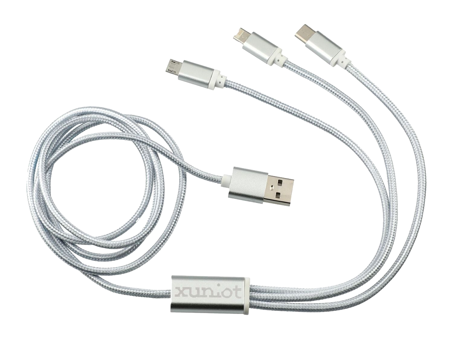 Realm 3-in-1 Long Charging Cable - Silver - Charging Cables