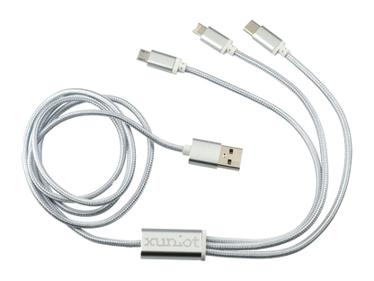 Realm 3-in-1 Long Charging Cable - Silver - Charging Cables
