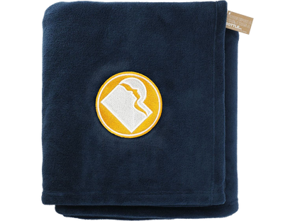 Recycled PET Oversized Coral Fleece Blanket - Navy - Blankets