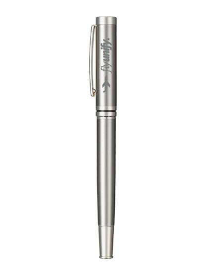 Recycled Stainless Steel Rollerball Pen - Silver - Roller Ball Pens
