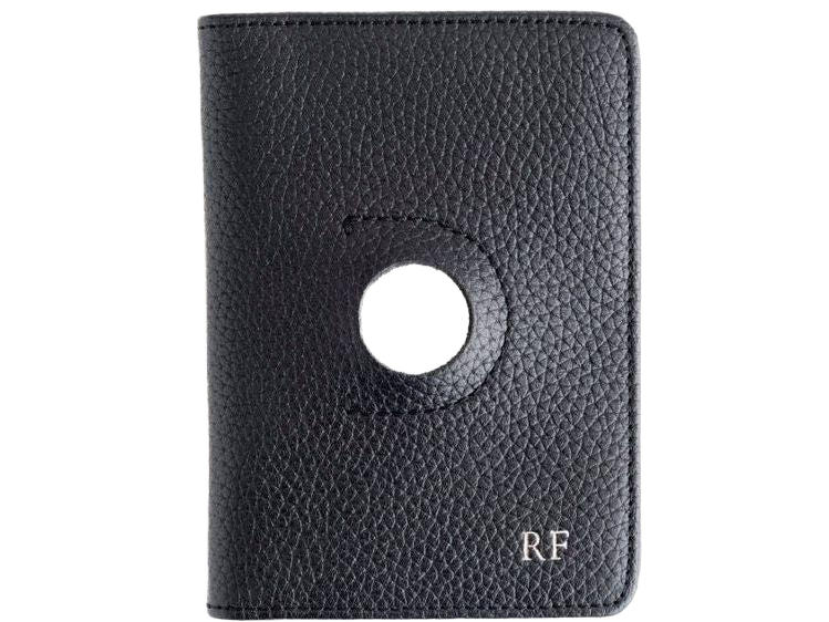 Royce AirTag Holder Trackable Passport Travel Wallet - Black - RFID Passport Wallets
