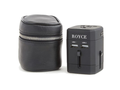 Royce International Travel Adapter and Leather Case - Black - Power Adapters