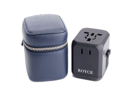Royce International Travel Adapter and Leather Case - Blue - Power Adapters