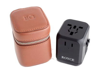 Royce International Travel Adapter and Leather Case - Tan - Power Adapters