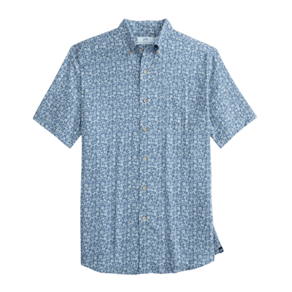 Southern Tide Men's Linen Rayon Ditzy Floral Short-Sleeve Sport Shirt - Button Down Shirts - SwagWear