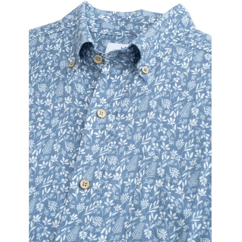Southern Tide Men's Linen Rayon Ditzy Floral Short-Sleeve Sport Shirt - Button Down Shirts - SwagWear