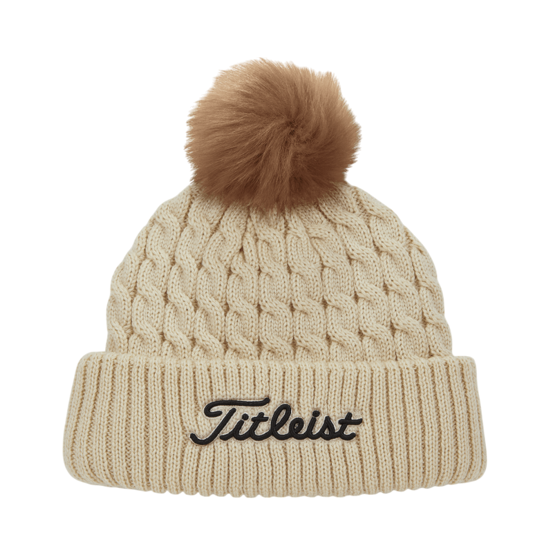 Titleist Cable Knit Pom Pom Hat - Bone / Black - Beanies