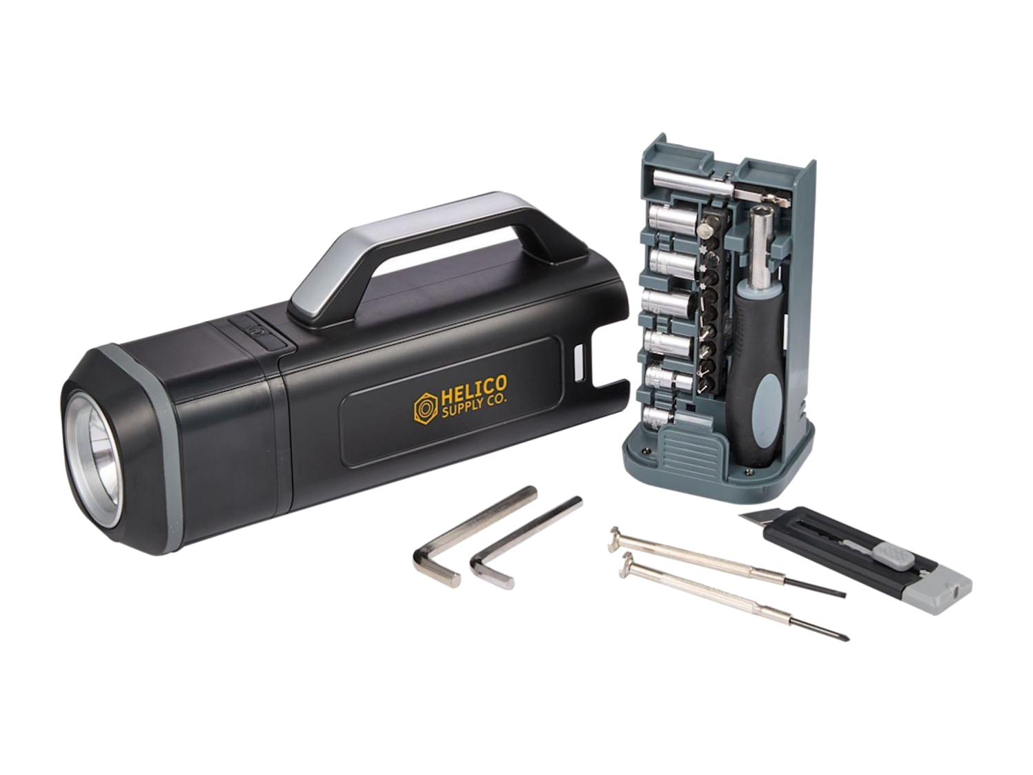 Tool Set With Rechargeable LED Flashlight - Black - Flashlights
