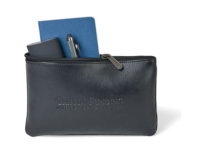 Travis & Wells® Leather Zippered Pouch - Black - Travel Pouches