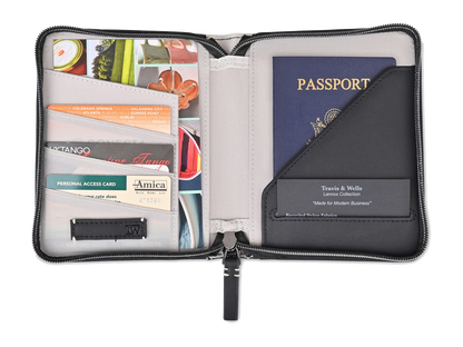 Travis & Wells® Lennox Passport Wallet - Black - Passport Wallets