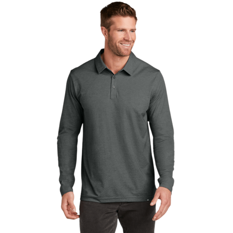 TravisMathew Oceanside Heather Long Sleeve Polo - Long - Sleeved Polos - SwagWear