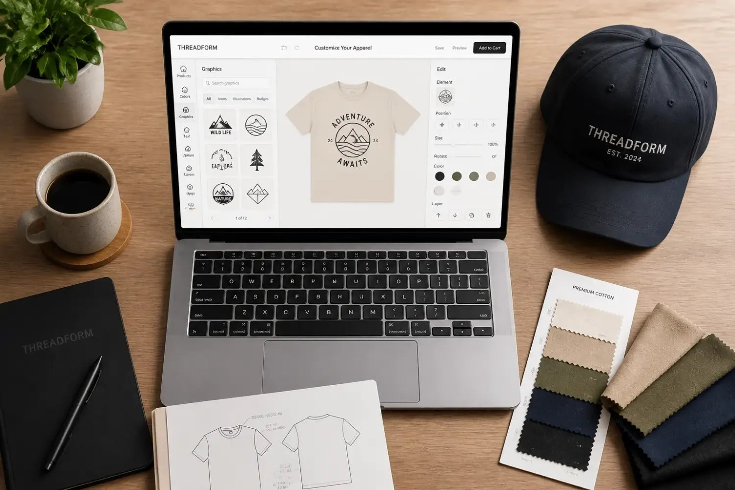 Modern design workstation showing customization platform
