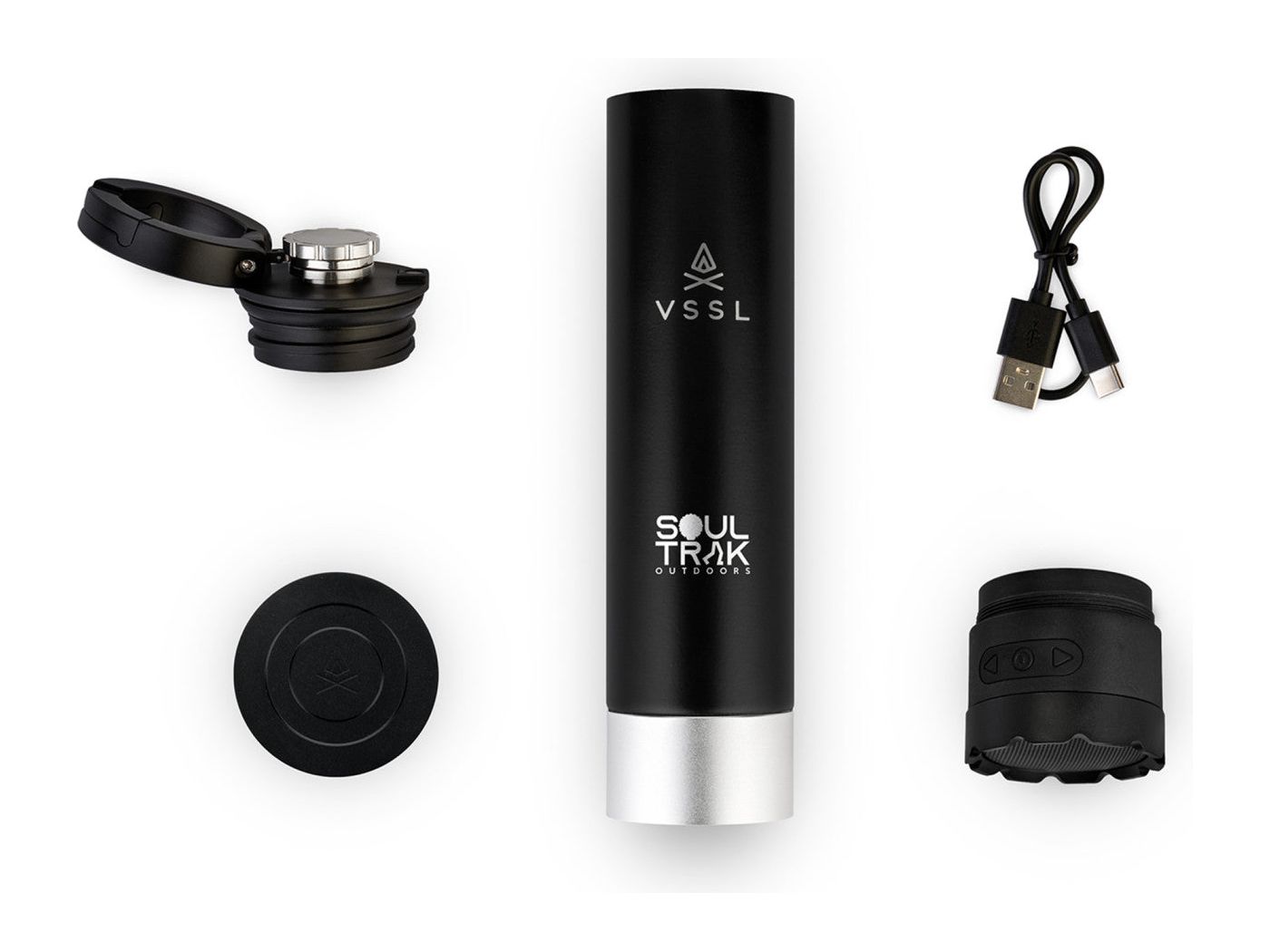 VSSL Insulated Flask with Bluetooth® Speaker - Black - Flasks
