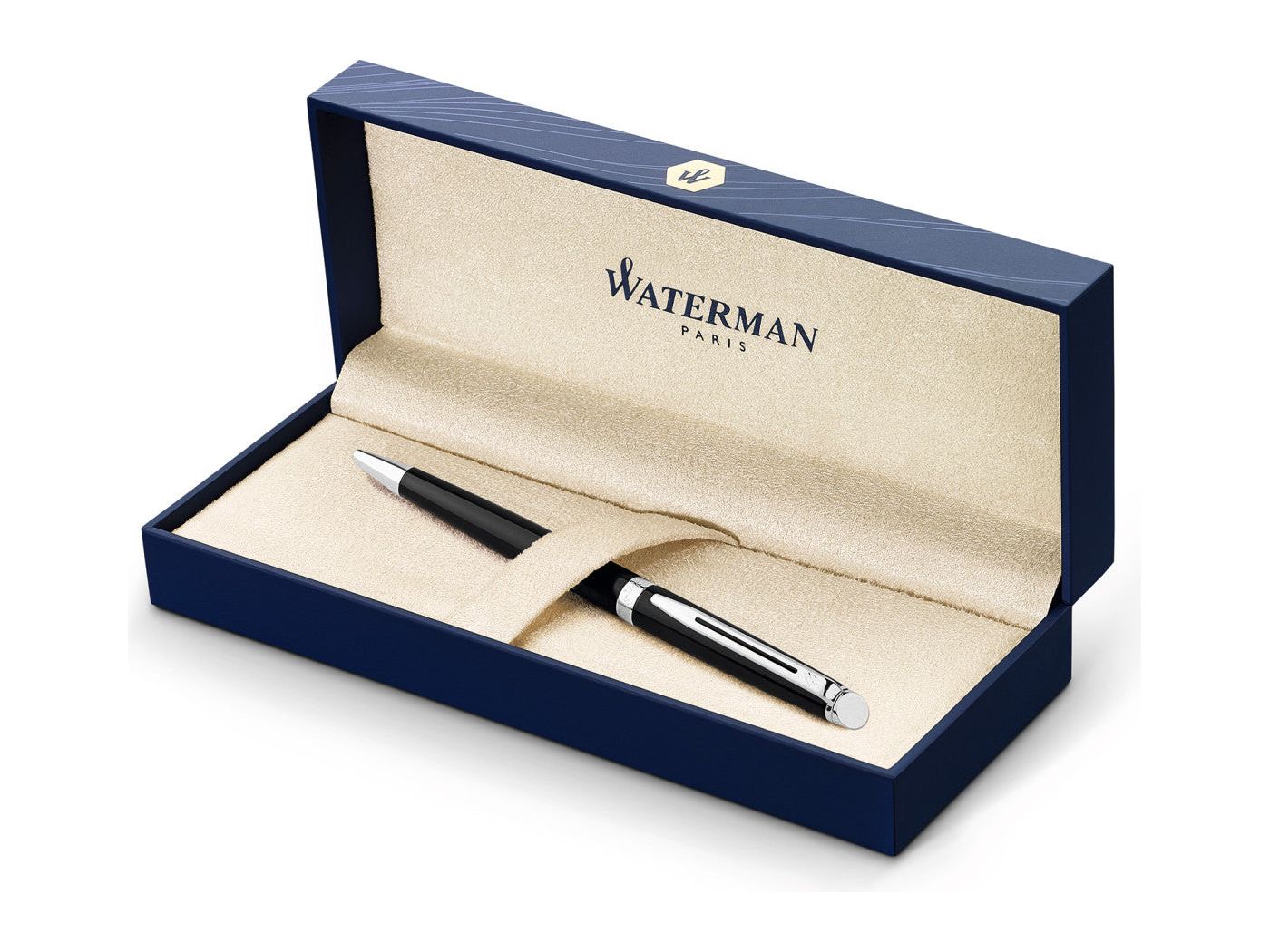 Waterman Hemisphere Ballpoint - Matte Blue Ink - Black Matte - Silver Trim - Ballpoint Pens