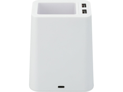 Wireless Charging Pen Holder w/ Dual Outputs - White - Charging Stands