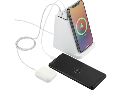 Wireless Charging Pen Holder w/ Dual Outputs - White - Charging Stands