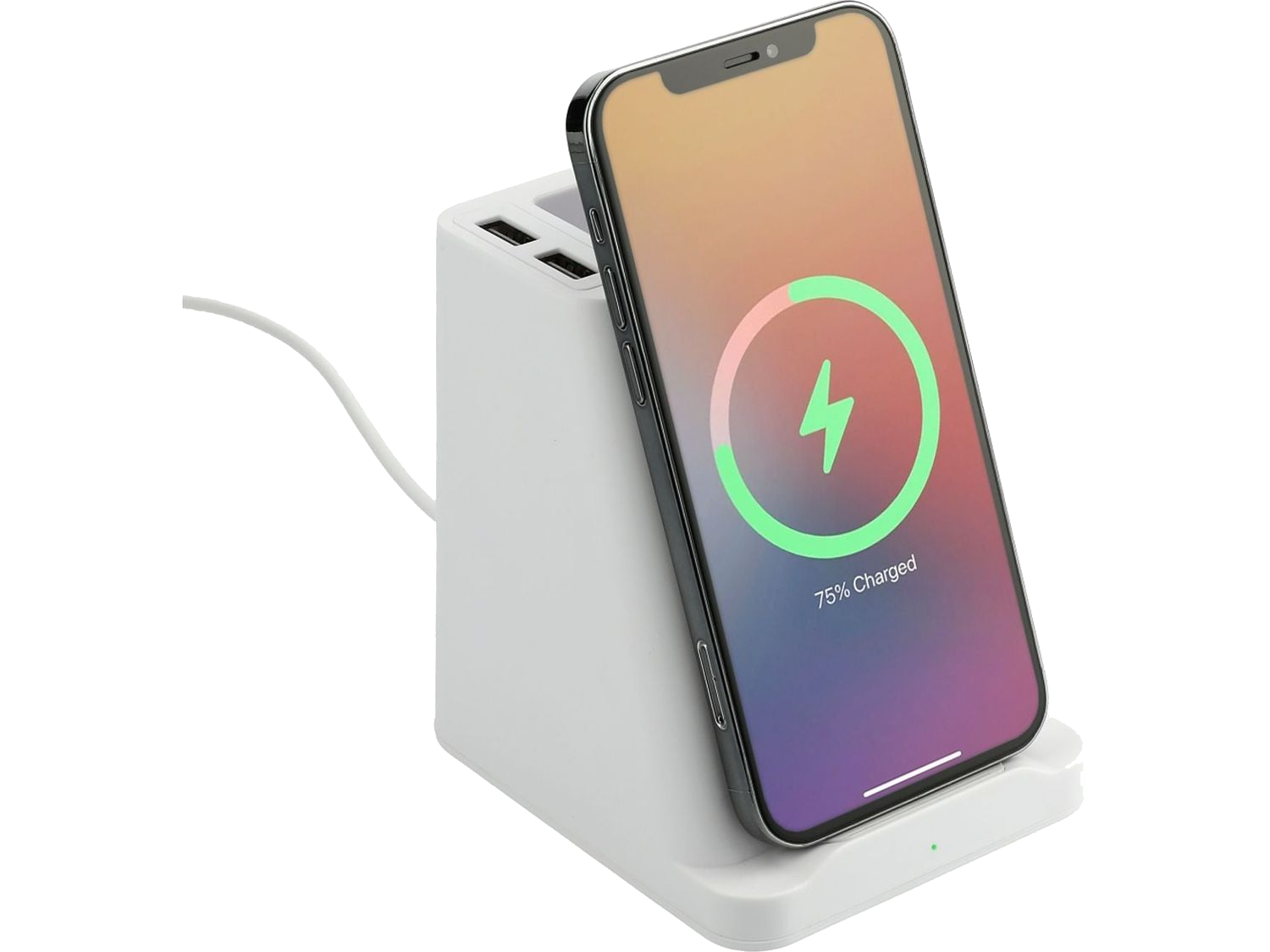 Wireless Charging Pen Holder w/ Dual Outputs - White - Charging Stands