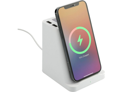 Wireless Charging Pen Holder w/ Dual Outputs - White - Charging Stands