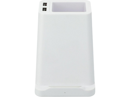 Wireless Charging Pen Holder w/ Dual Outputs - White - Charging Stands