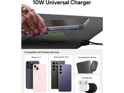 Zagg Desk Mat with Wireless Charging - Black - Charging Pads