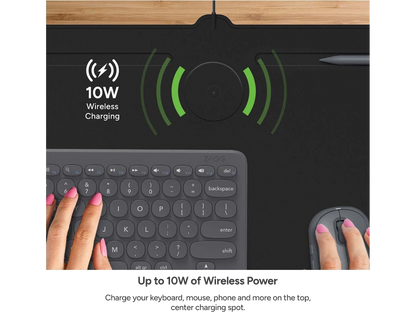 Zagg Desk Mat with Wireless Charging - Black - Charging Pads
