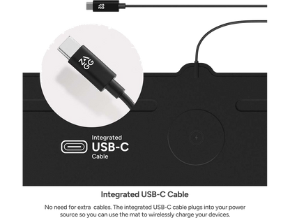 Zagg Desk Mat with Wireless Charging - Black - Charging Pads