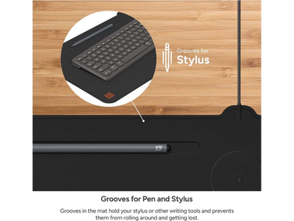 Zagg Desk Mat with Wireless Charging - Black - Charging Pads
